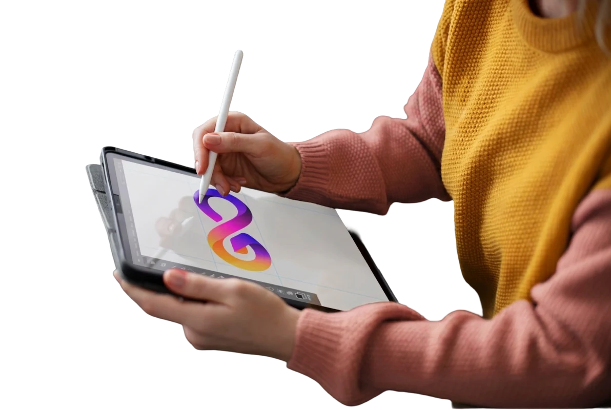 Brand identity designed on a tablet