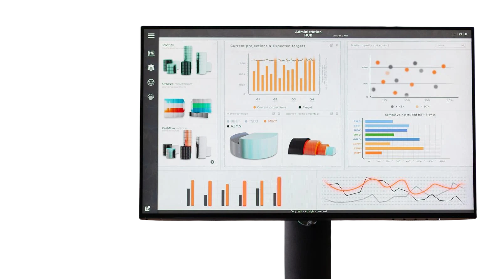 Analytics dashboard on a monitor
